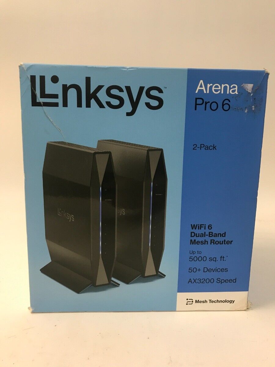 New Linksys Arena Pro 6 WiFi 6 Dual Band Mesh Router 2 Pack AX3200 System E8452