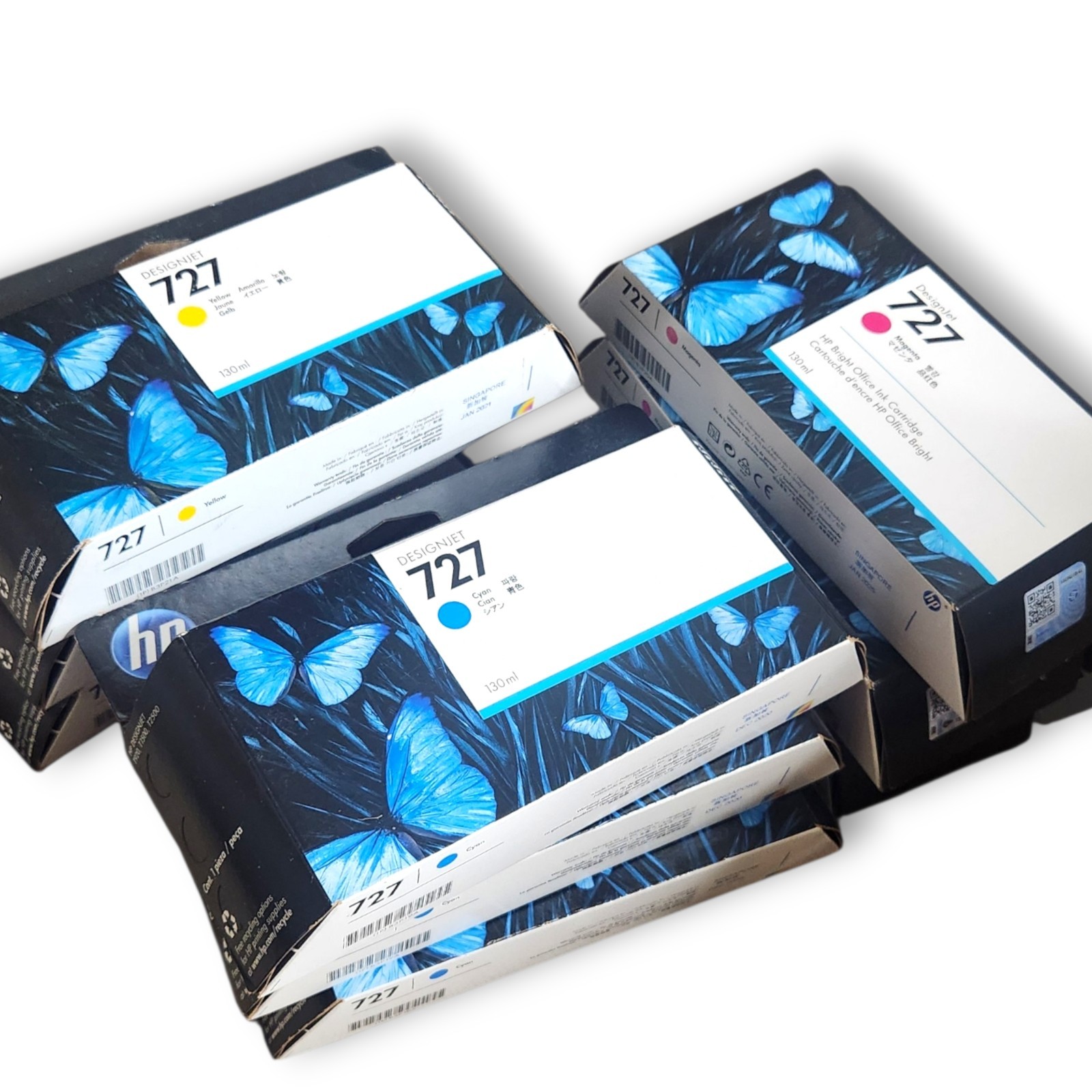 LOT OF 9  NEW Sealed Genuine HP 727 130ml Ink 3 Cyan 3 Yellow 3 Magenta 