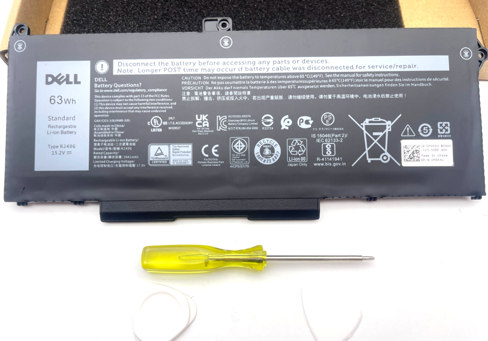 Genuine 63Wh RJ40G WY9DX Battery for Dell Latitude 5420 5520 Precision 3560 US