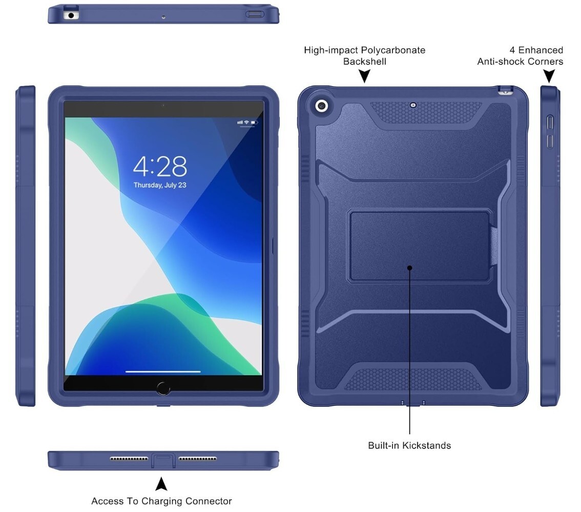 Shockproof Rugged Protective Cover w/Built-in Kickstand for Apple iPad 10.2"