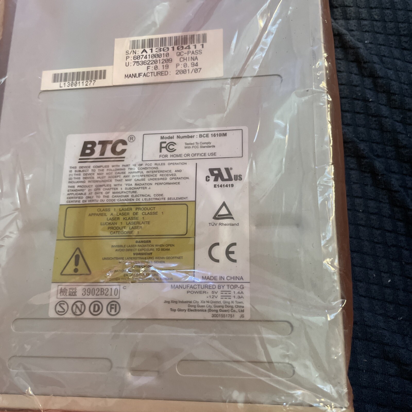 BTC BCE 1610IM 16X/10X/40X CD-RW IDE Drive 