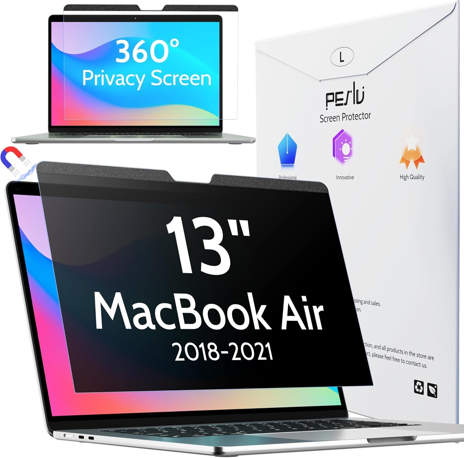 Magnetic 360° Privacy Screen for Macbook Air 13 Inch (2018-2021, M1) Removable M