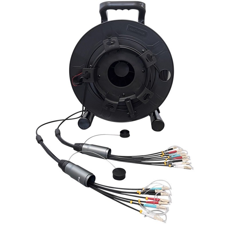 50M LC UPC-LC UPC MM 8 Cores Armored Field TPU Optic Patch Cord with Cable Reel
