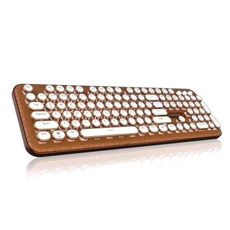 Typewriter Style Mechanical Gaming Keyboard White LED Backlit 104-Key NK, Retro