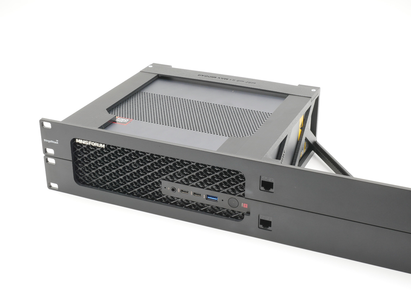 Rack mount for 1 miniSforum MS-S1 MAX 19 inch 2U -2x keystones incl.color option