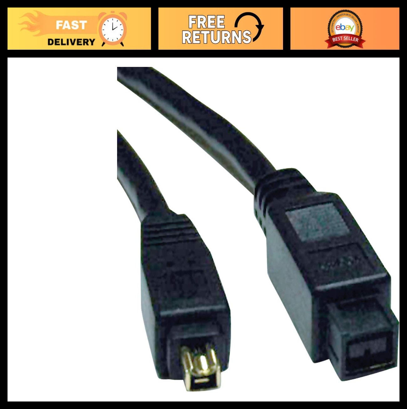 High-Speed FireWire 800 Cable 6ft (9pin/4pin) IEEE 1394b, Lifetime Warranty