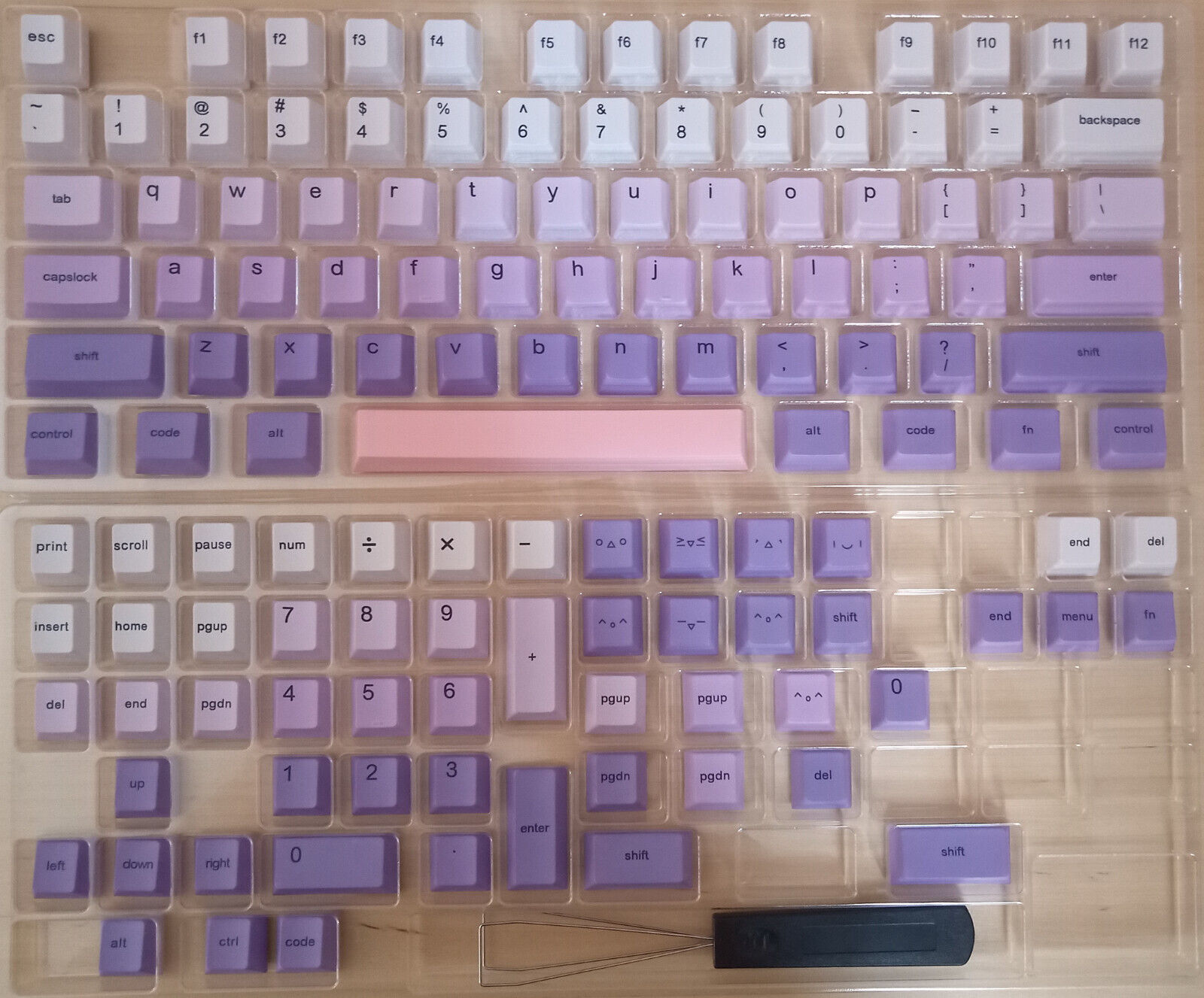 White Purple Gradient Cherry Profile PBT Dye-Sub Keyboard Keycaps