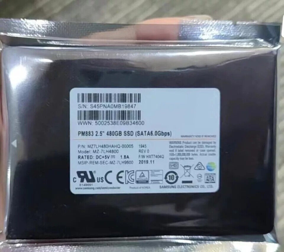 Samsung PM883 480GB SSD 2.5" SATA 6Gbps Solid State Drive MZ7LH480HAHQ-00005