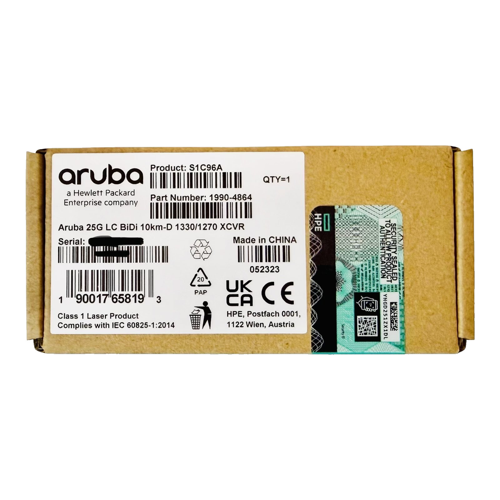 HPE Aruba S1C96A 25G SFP28 BiDi 10km Downstream 1330nm/1270nm SMF LC Transceiver