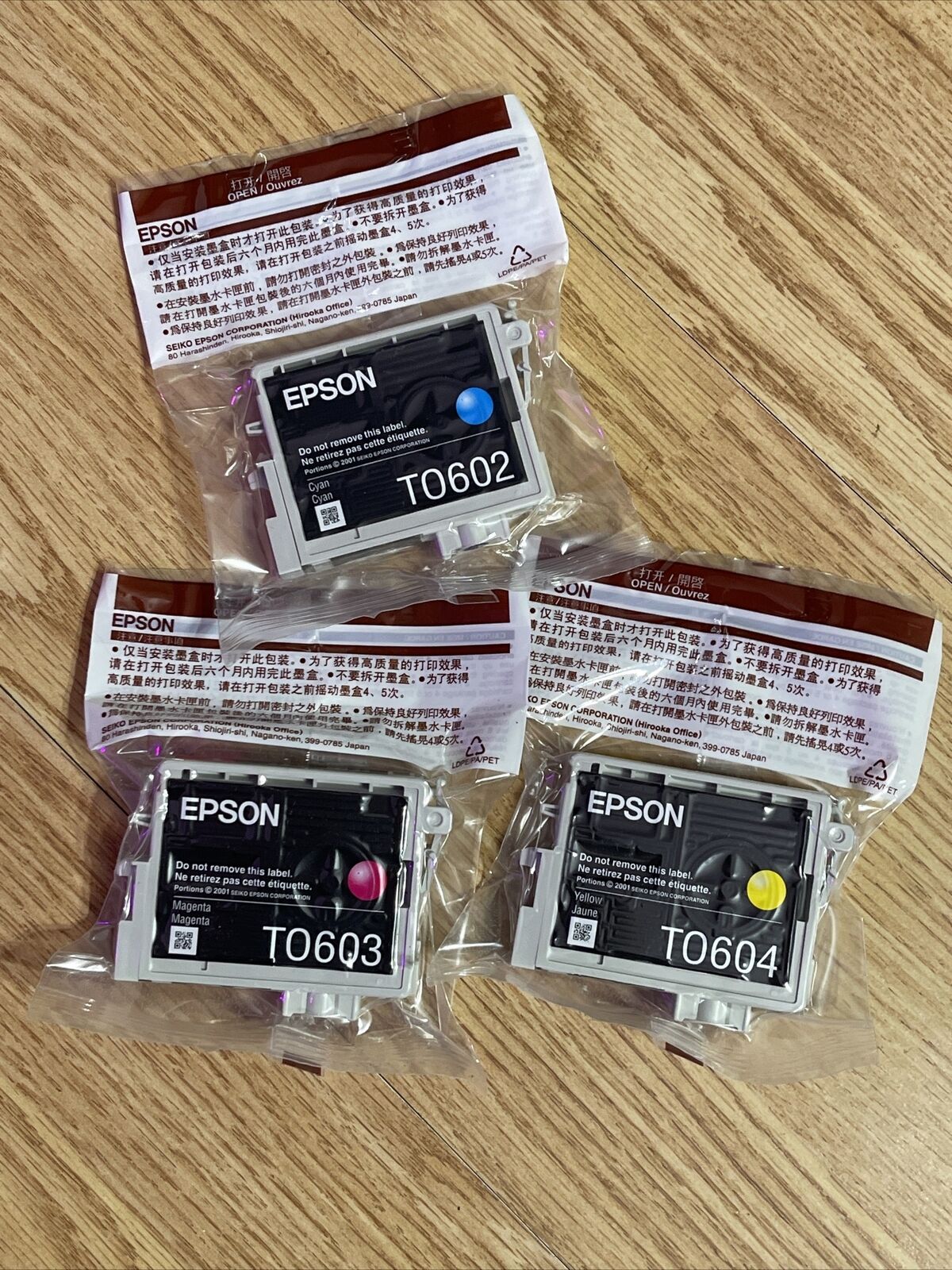 Set Of 3 Sealed Genuine Epson 60 Ink TO602 TO603 TO604 T060220 T060320 T060420