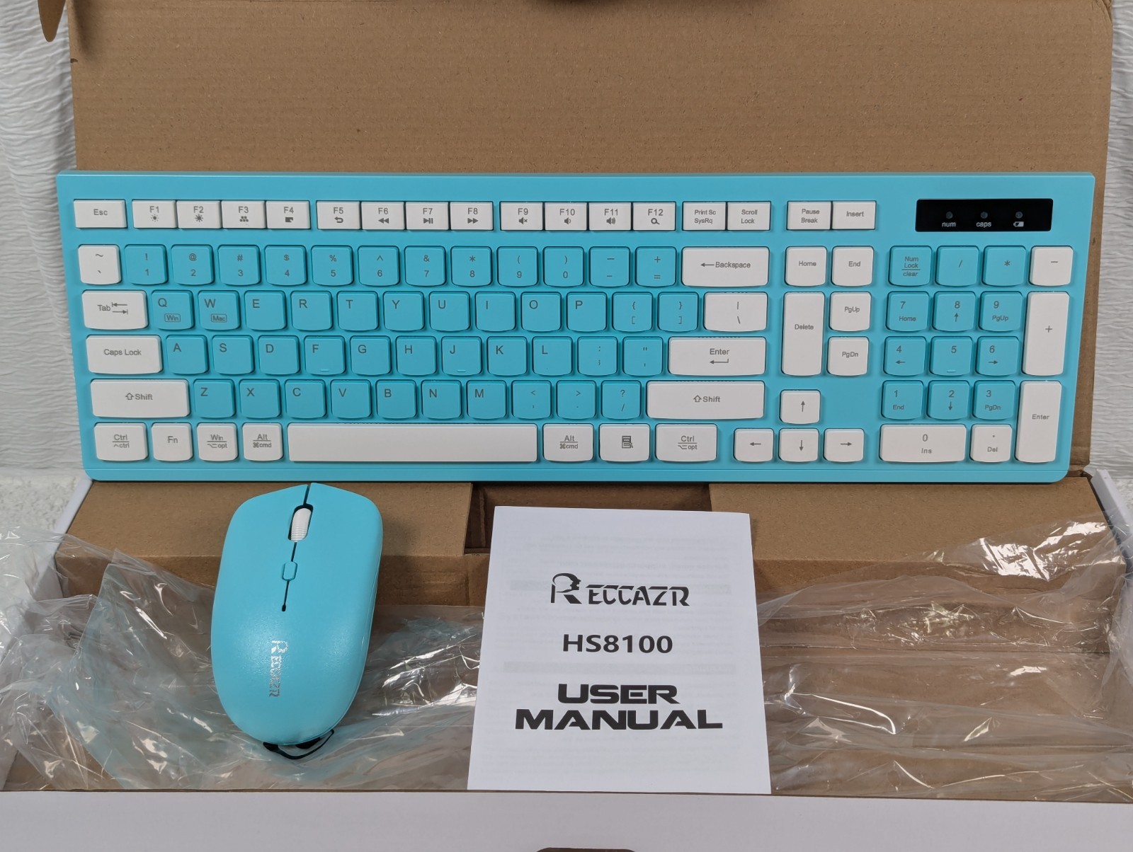 Reccazr - Wireless Keyboard and Mouse Combo - Full size HS8100
