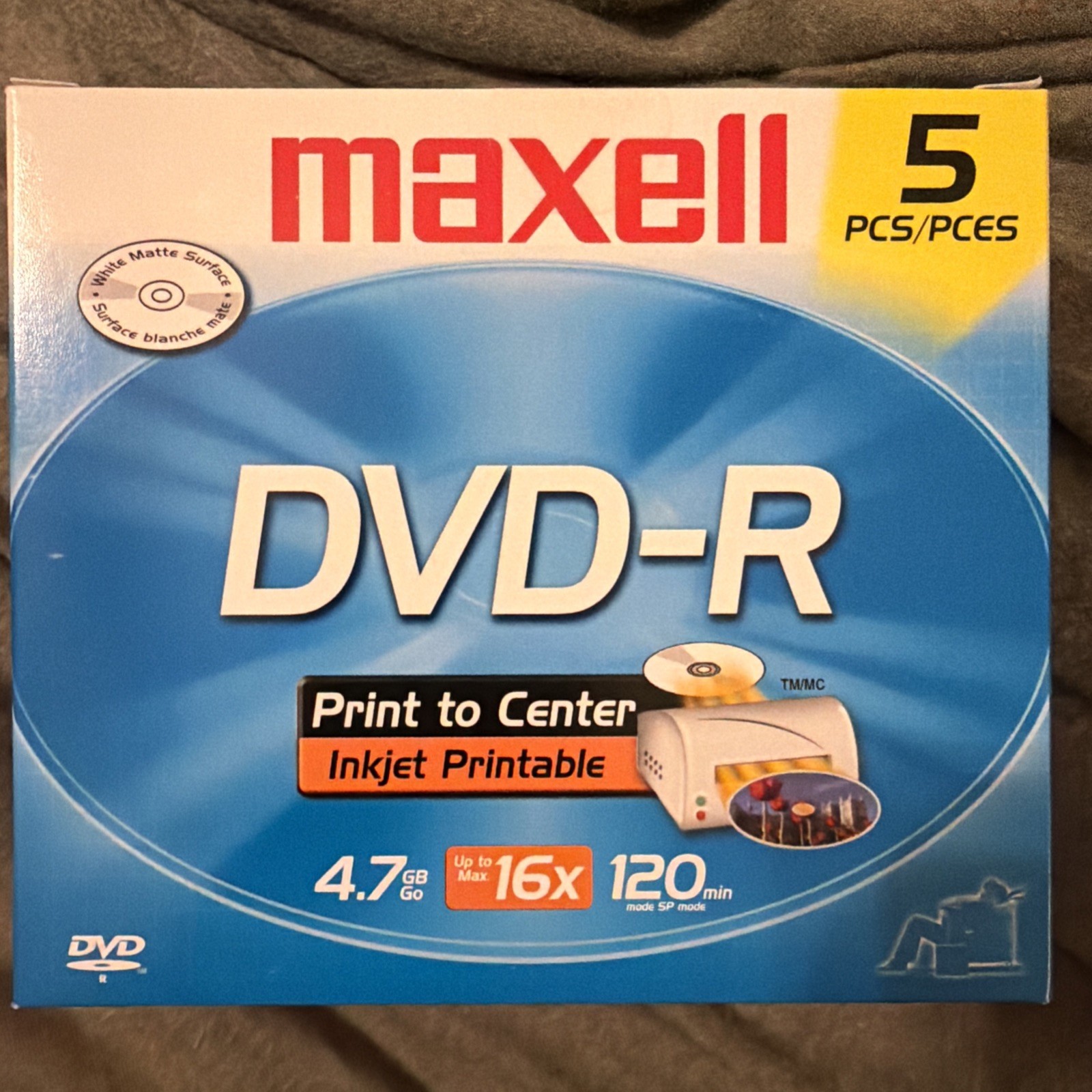 Maxwell 4.7 DVD-R 5 pk Brand New sealed package  120 Min Up To 16X Max