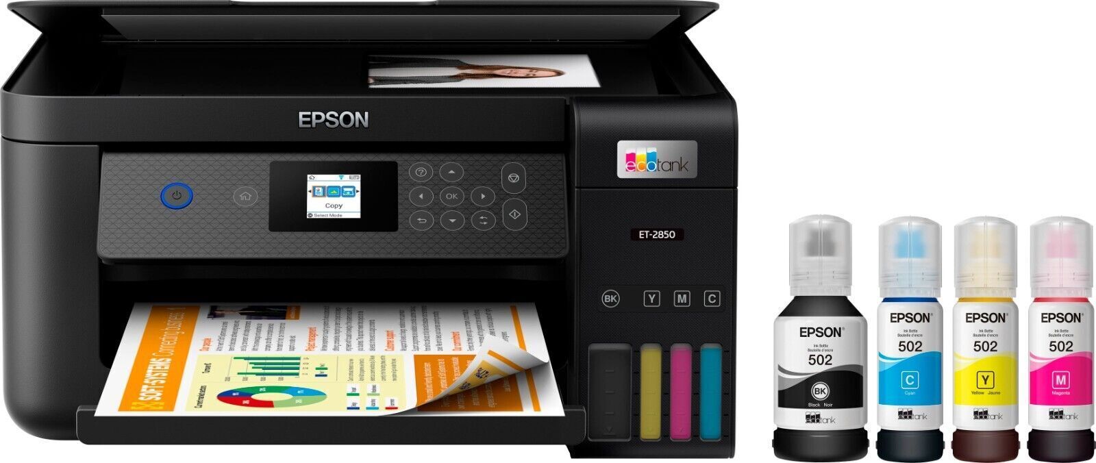 Epson EcoTank ET-2850 Color Inkjet All-In-One Printer - Black