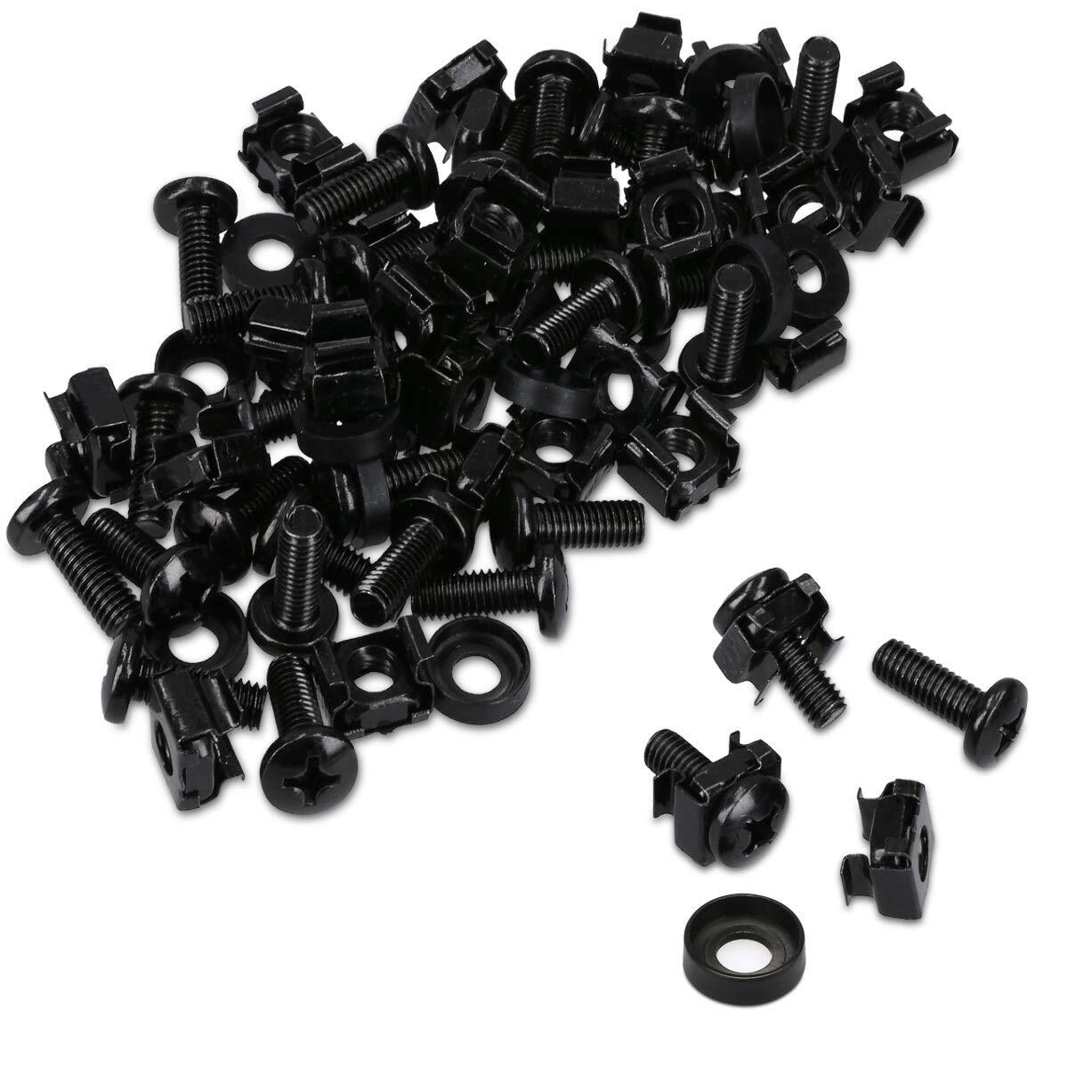 50 Pack M6 Cage Nuts Bolts and Washers Kit - For Patch Panel Rack Mount Equip...