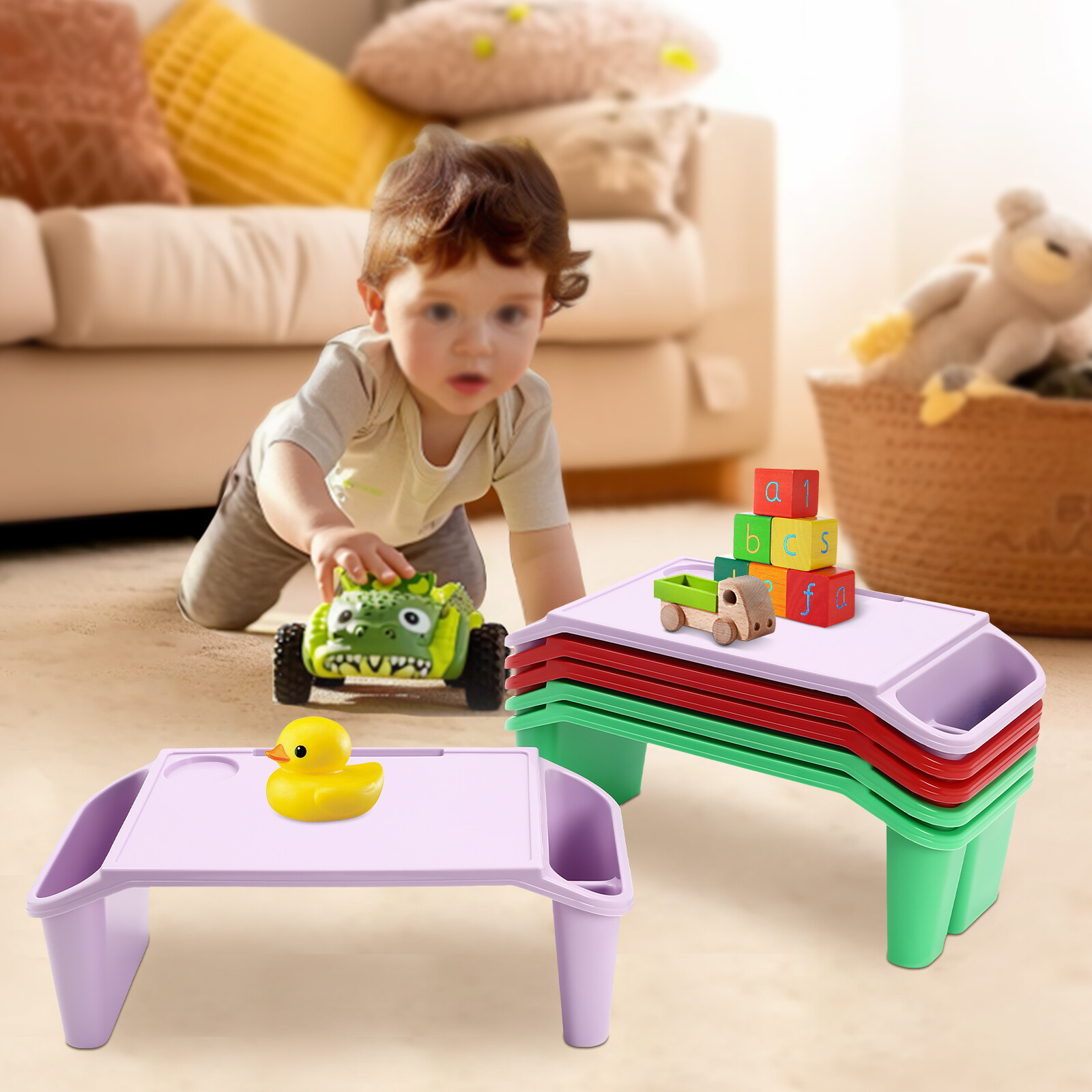 6 Pcs Kids Lap Desk Tray Lap Desks for Writing Eating Game Classroom 50*25*18cm