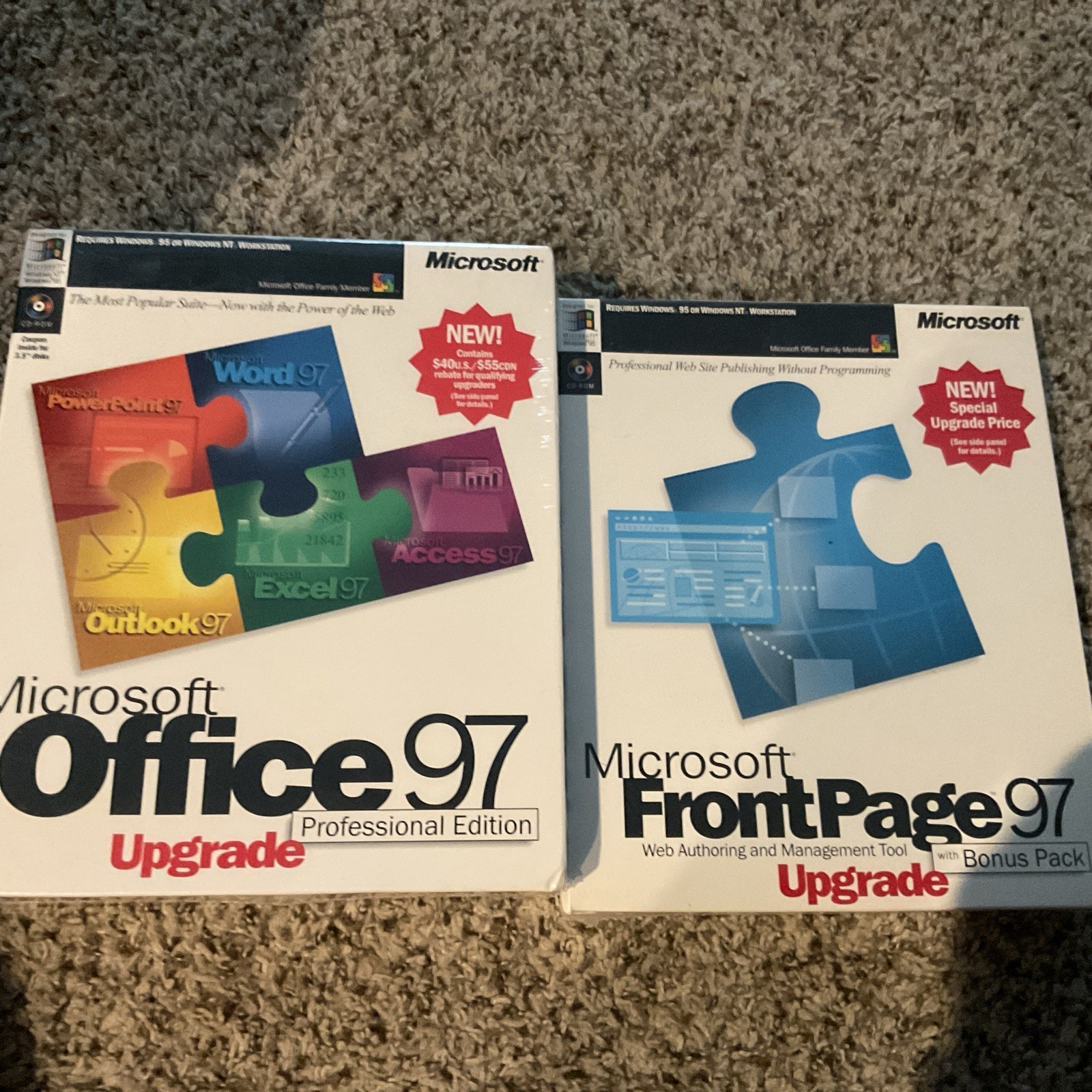 Vintage Microsoft Office 97 Pro Edition Upgrade & MS Front Page 97