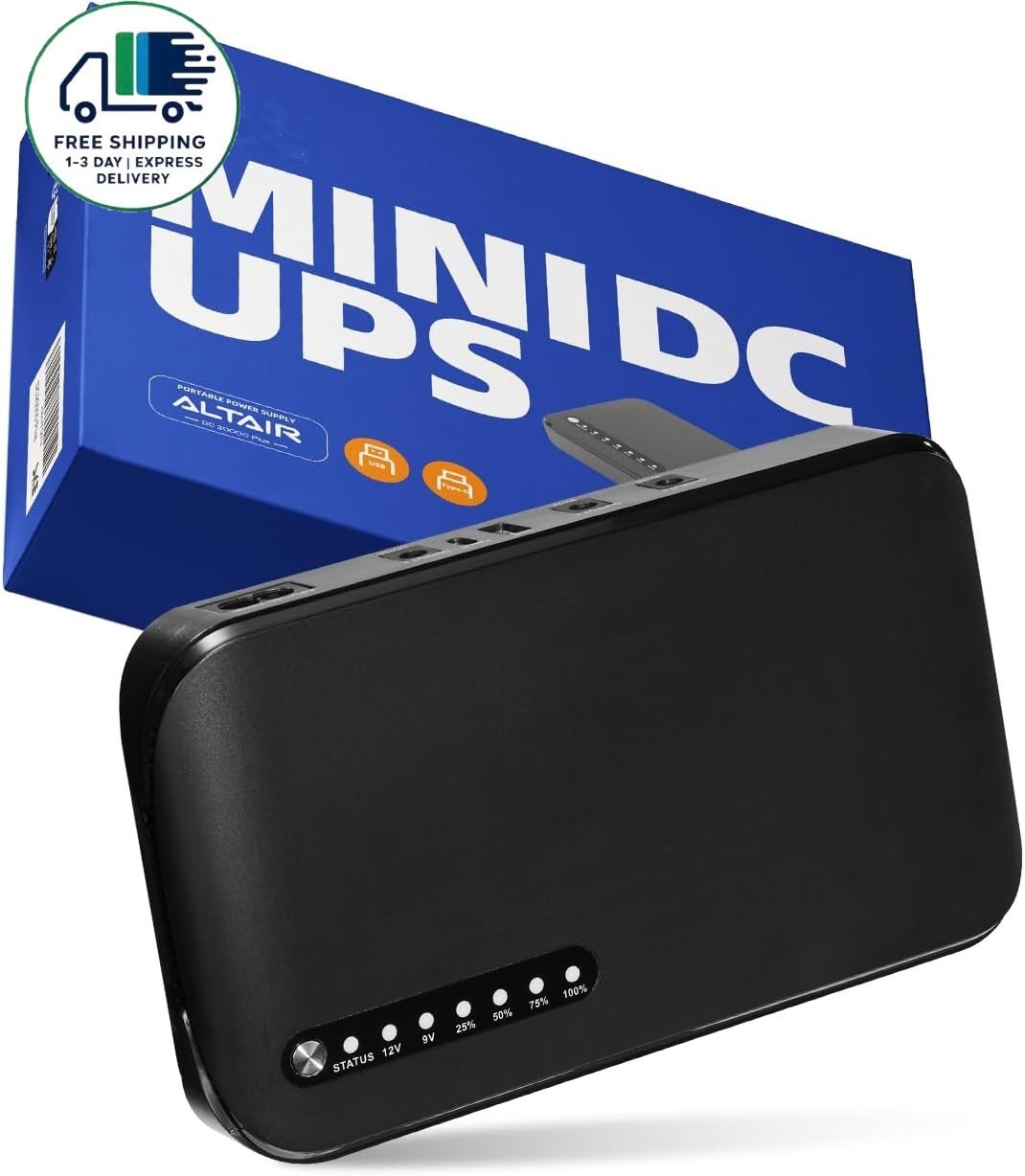 Mini UPS DC 20000 mAh con batería de respaldo y protector contra sobretensiones