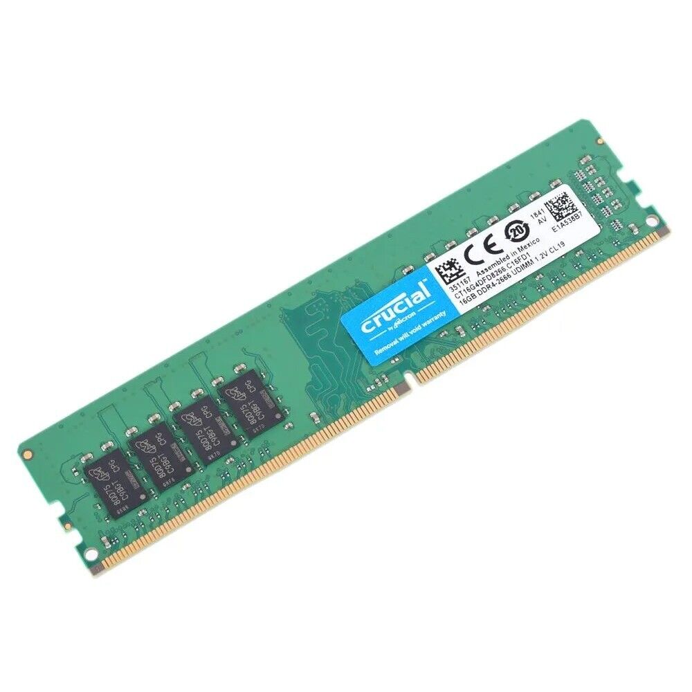 Crucial 16GB 2666MHz DDR4 UDIMM RAM PC4-21300 Desktop Memory 2Rx8 CT16G4DFD8266