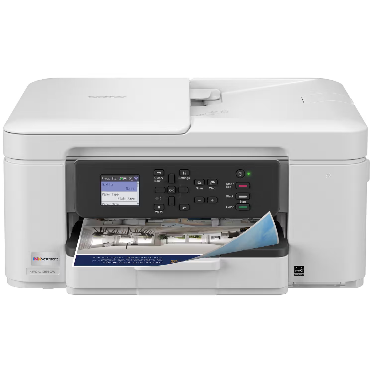 Brother - INKvestment 1365 Wireless Color All-in-One Inkjet Printer with Auto...