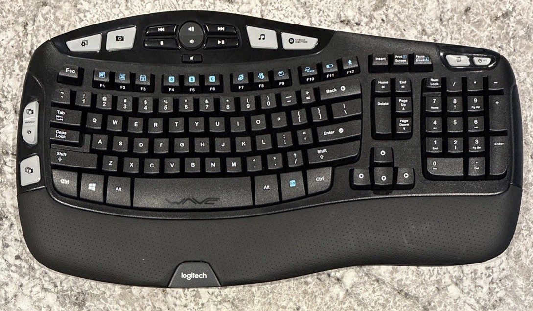 Logitech K350 Wireless Comfort Wave Ergonomic Keyboard NO DONGLE