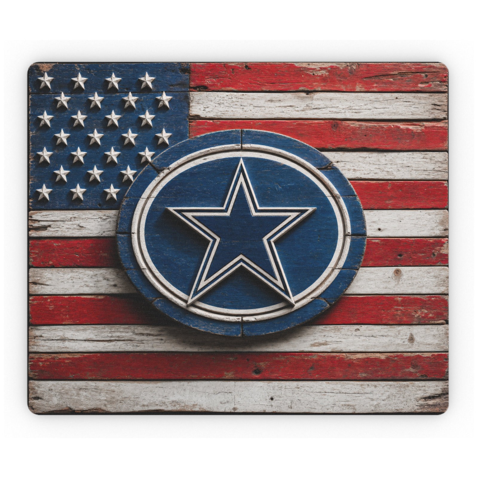 Dallas Texas Star Mouse Pad Rustic American Flag Desk Mat Non-Slip 9.4x7.9 In