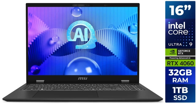 MSI Prestige 16 AI Studio EVO 16 in QHD+ Ultra Core 9 185H 1TB SSD 32GB LPDDR5