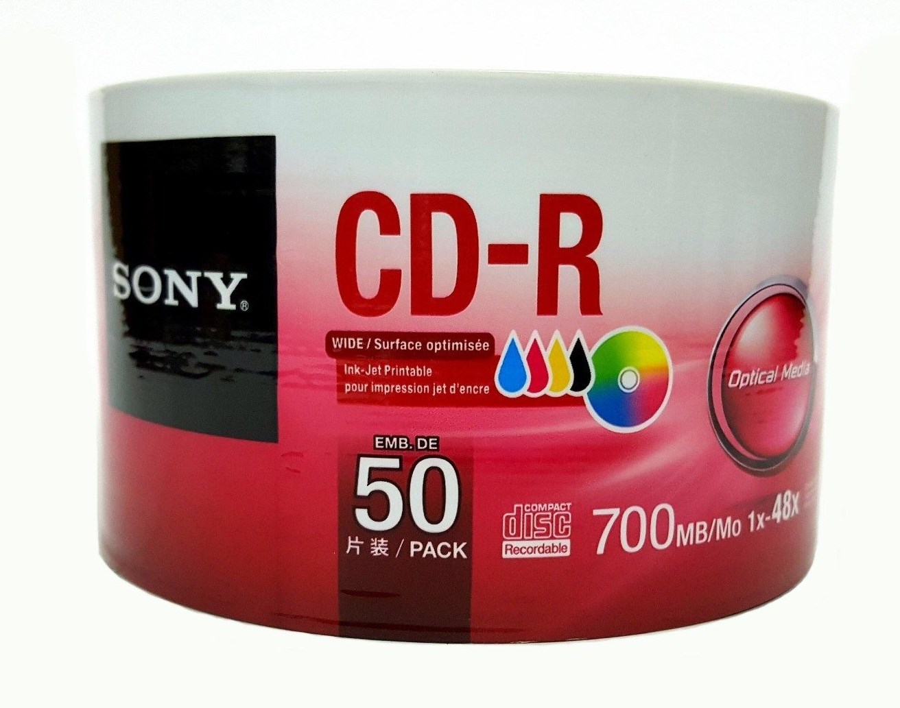50 SONY Blank 48X CD-R CDR White Inkjet Hub Printable 700MB Media Disc