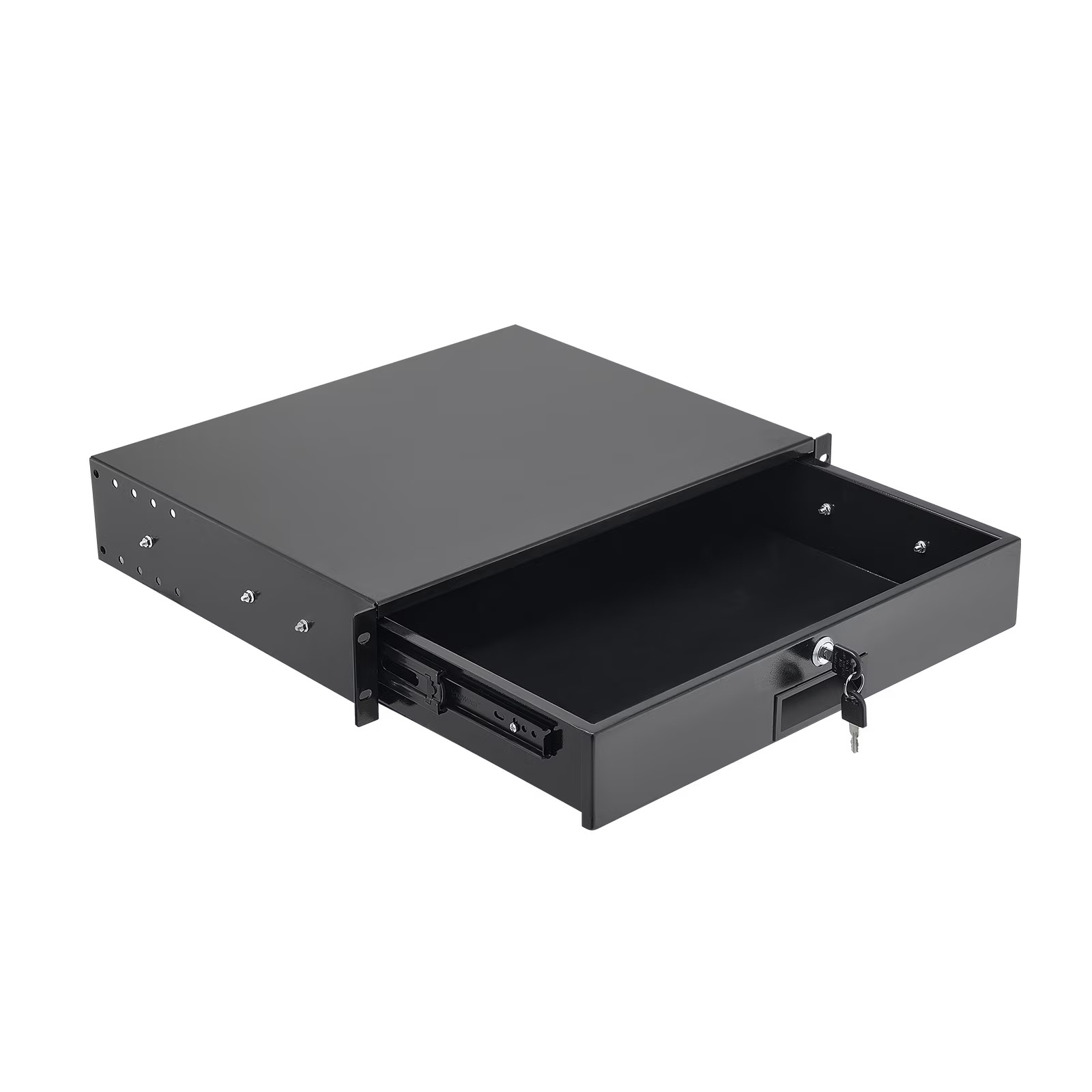 2U Rack Mount Drawer, 50 lbs Load Capa, Lockable Server Drawer, Cable Management
