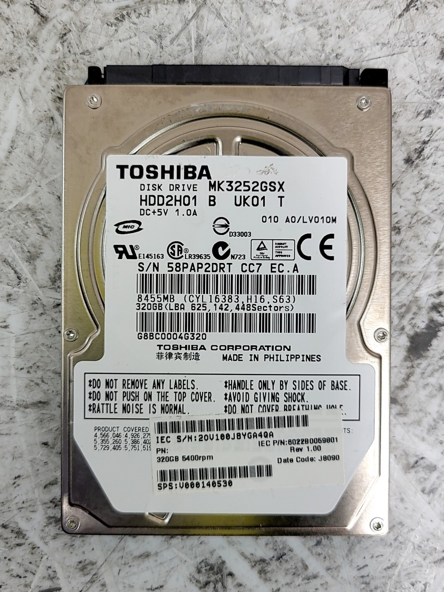 TOSHIBA MK3252GSX Hard Drive 2.5" SATA 320GB