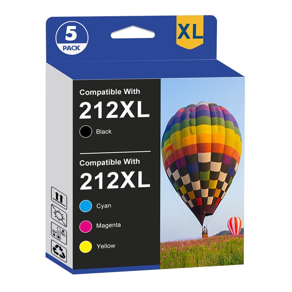 5PK 212XL Ink replacement for Epson 212 XL Workforce WF-2830 XP-4105 Printers