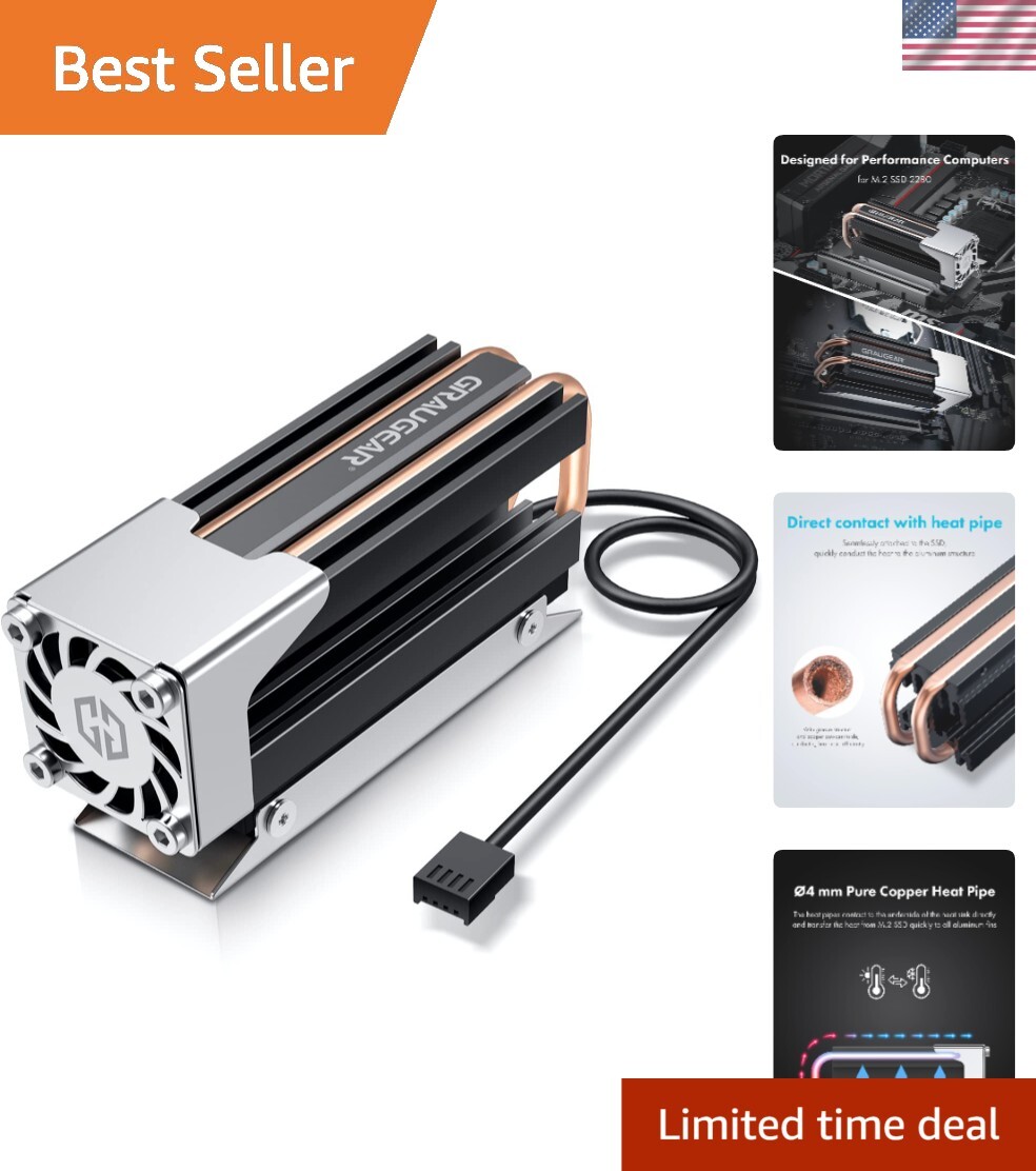 Robust M.2 2280 SSD Cooling Heatsink with Quiet PWM Fan and Easy Installation