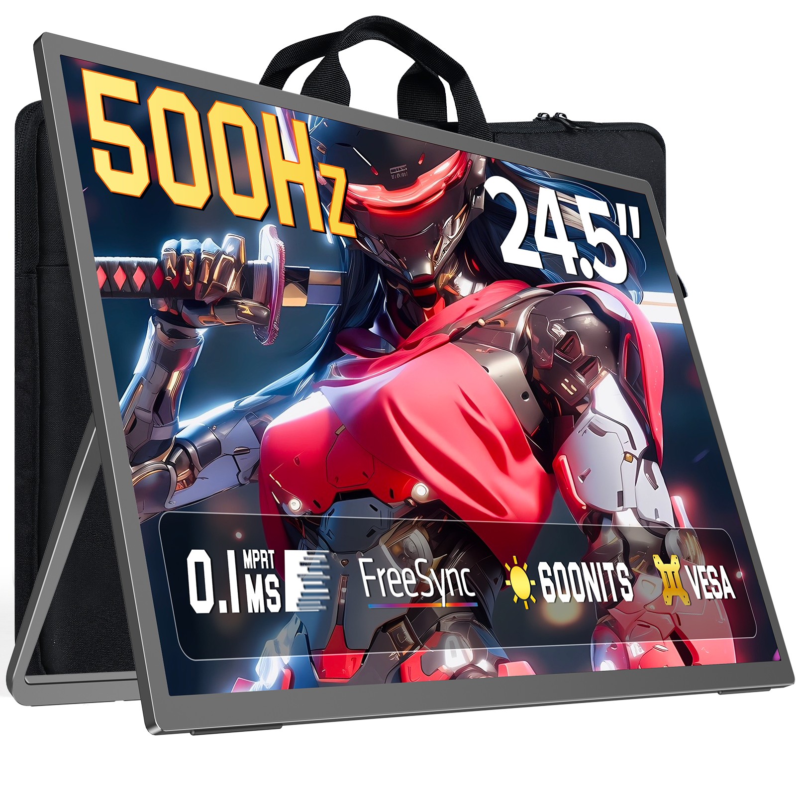 Eviciv 24.5" 500Hz 1080P Portable Gaming Monitor VESA Mount DP1.4 & HDMI & USB-C