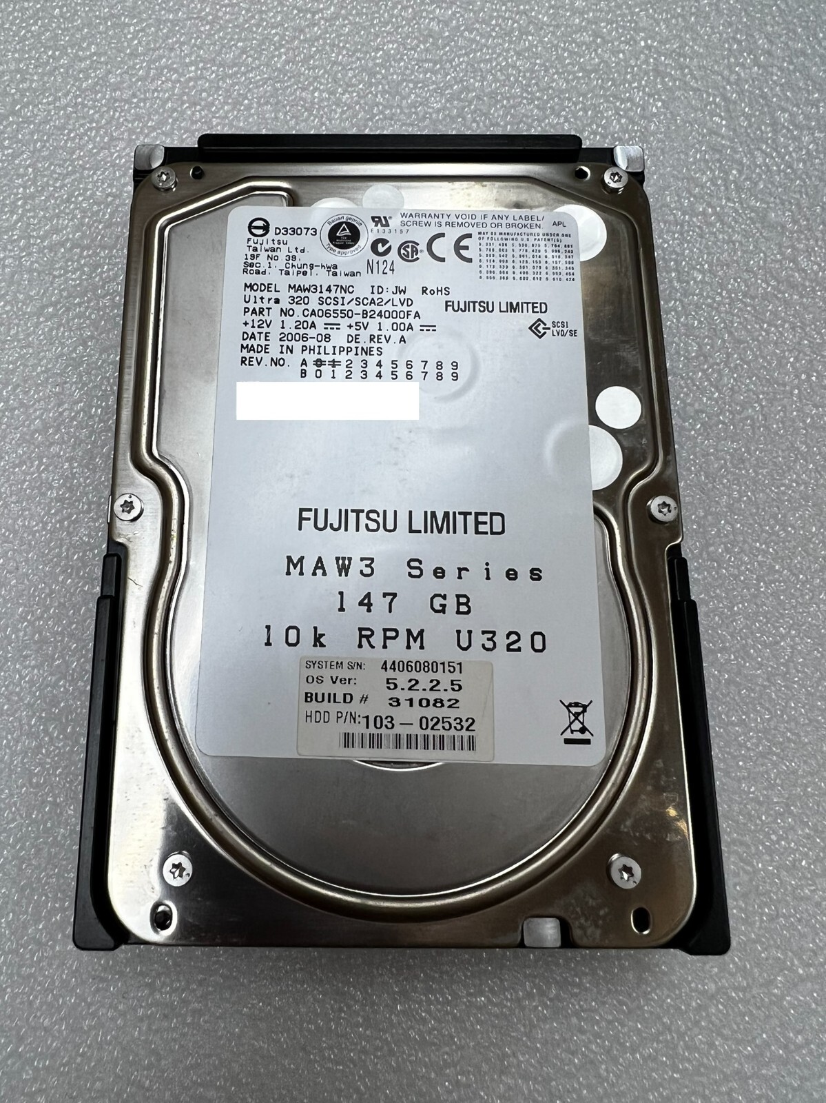 FUJITSU MAW3147NC 147GB 10k RPM SCSI ULTRA 320 HDD CA06550-B24000FA QTY AVAIL