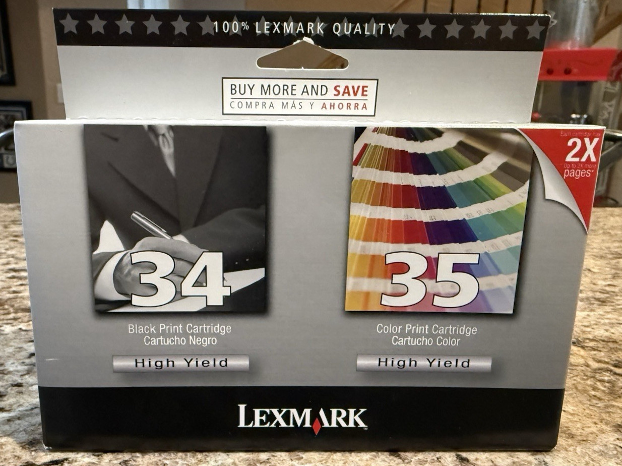 Lexmark No. 34 / 35 Pack Black /Color High Yield Ink Cartridges Sealed Package