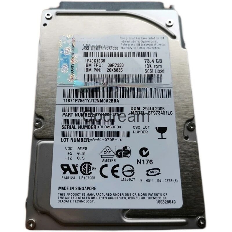 For IBM 40K1038 39R7338 73.4G 10K 2.5 SCSI hard disk 26K5836 ST973401LC