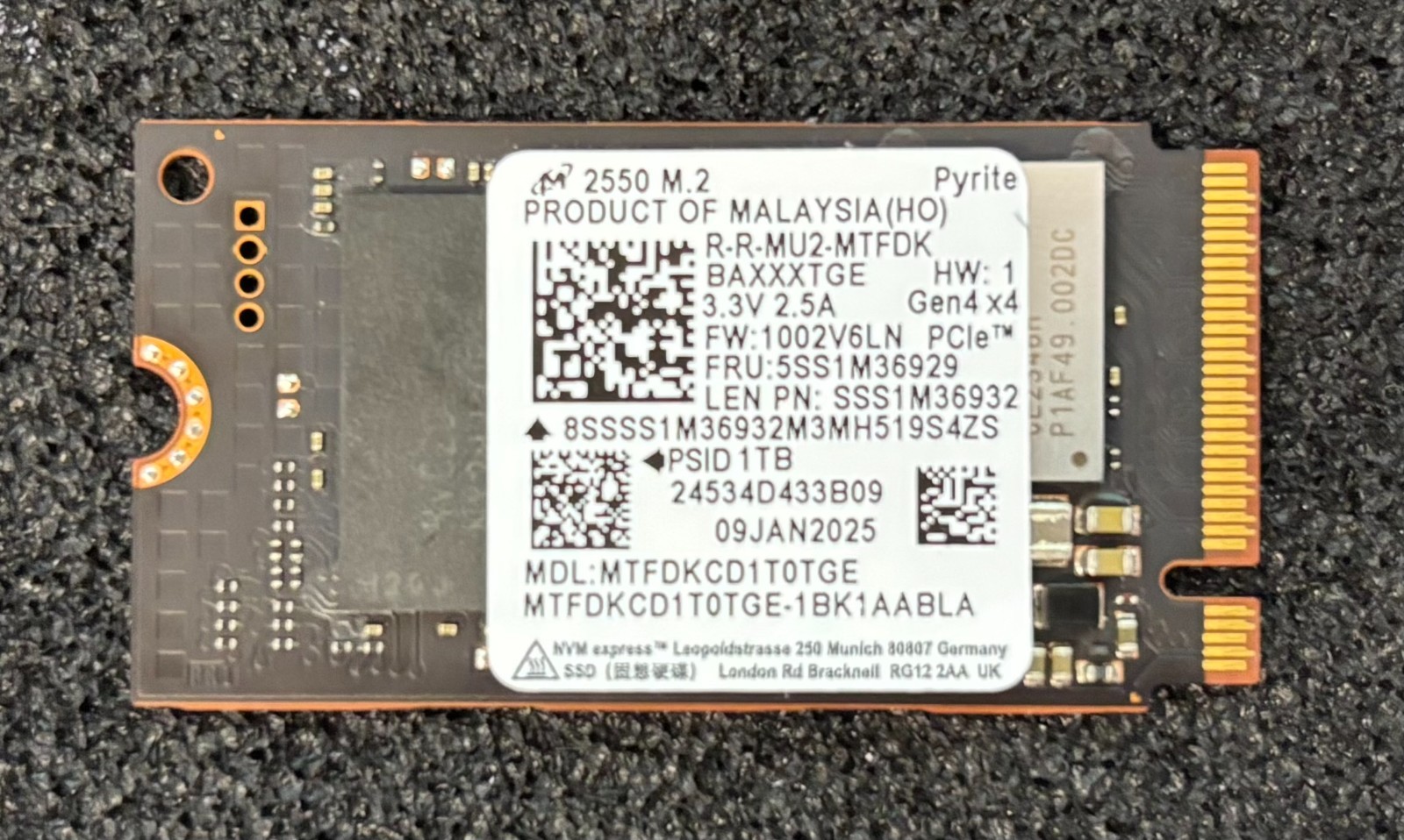 Micron SSD 1TB NVMe SSD M.2 Gen4x4 MTFDKCD1T0TGE-1BK1AABLA | 100%