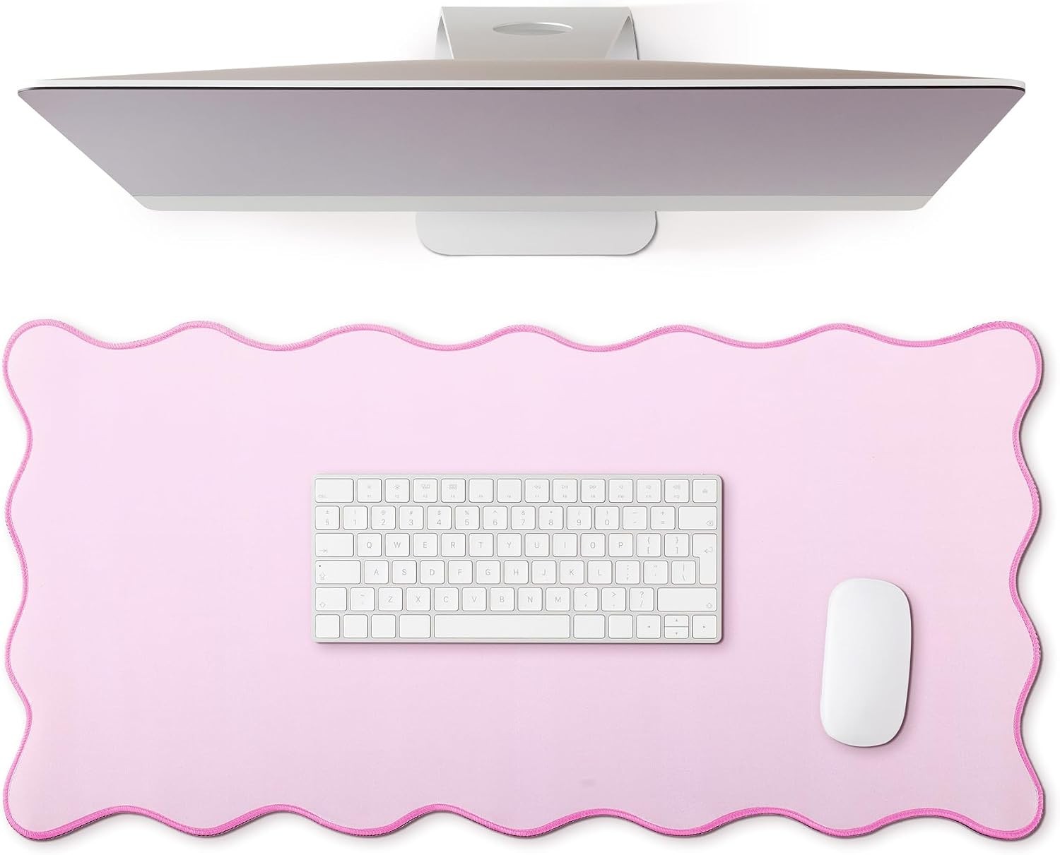 Hahafelt Scalloped Desk Mat Large Desk Pad Cute Coquette Table Mat Back to Schoo