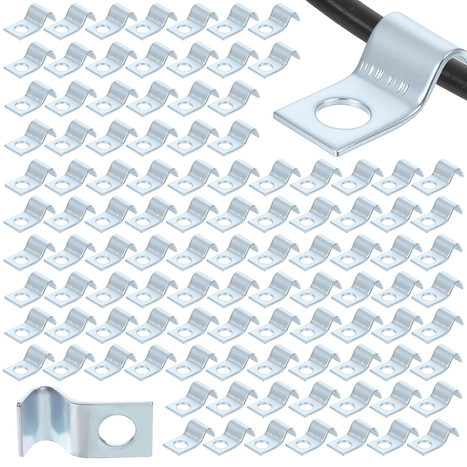 100 Pcs Outdoor Cable Clips, 1/4 Inch Cord Clips Stainless Steel Conduit Clamp Z