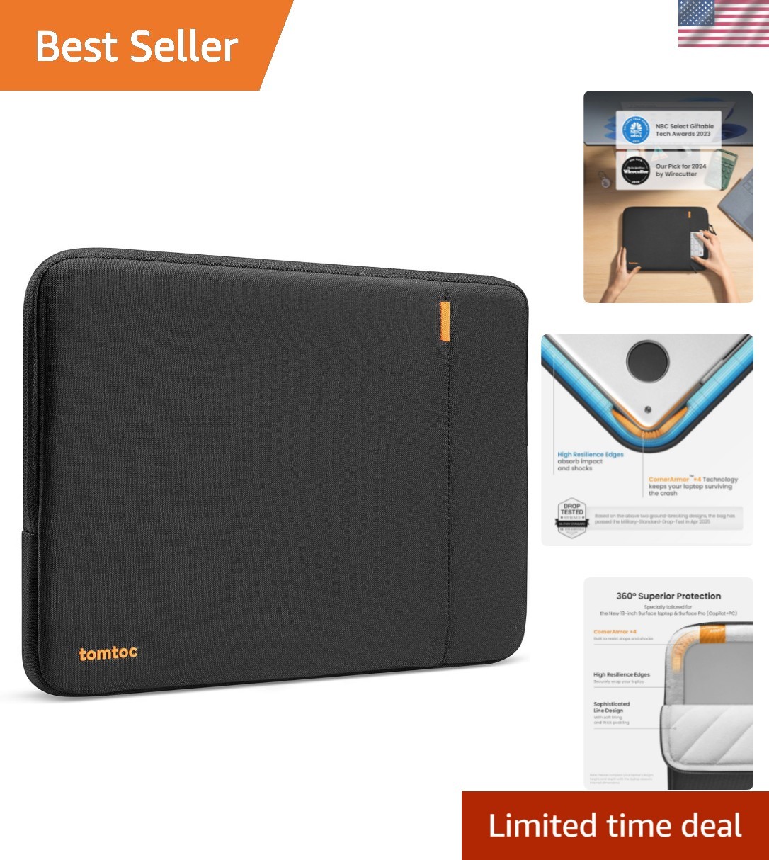 360 Protective Laptop Sleeve for 13-inch Surface Pro: Waterproof & Shockproof