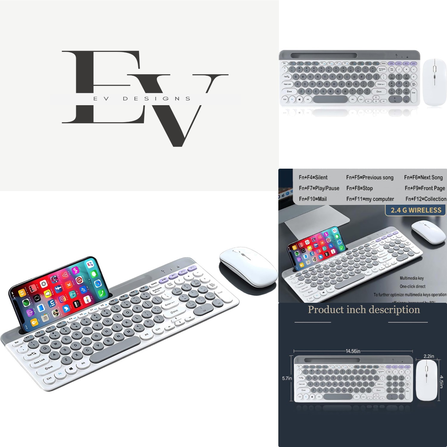 Quiet & Stylish Wireless Keyboard with Tablet Holder - Rechargeable & Ergonomic