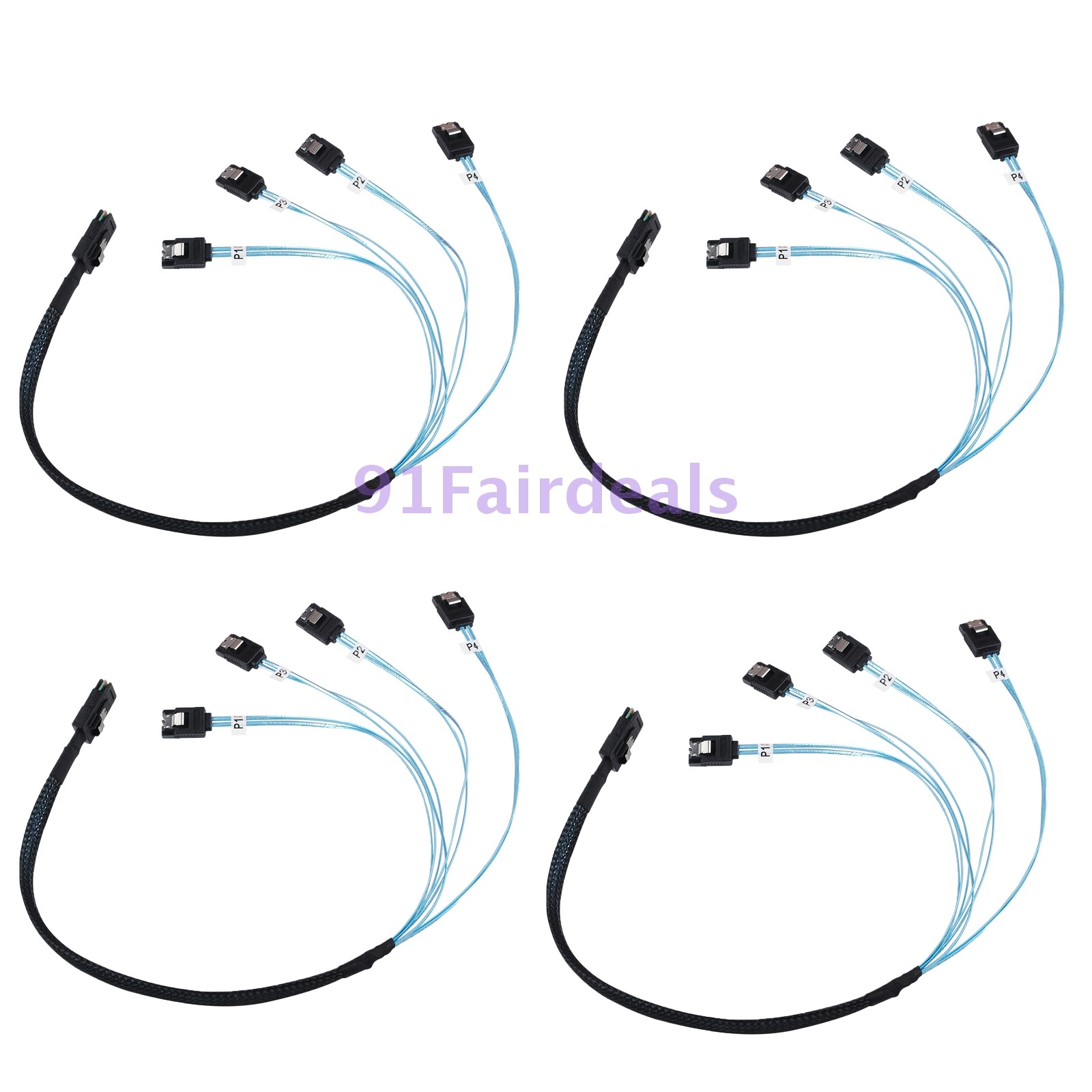 Lot Internal Mini SAS Reverse Breakout Cable SFF-8087 to 4X SATA 7Pin Host 0.5M