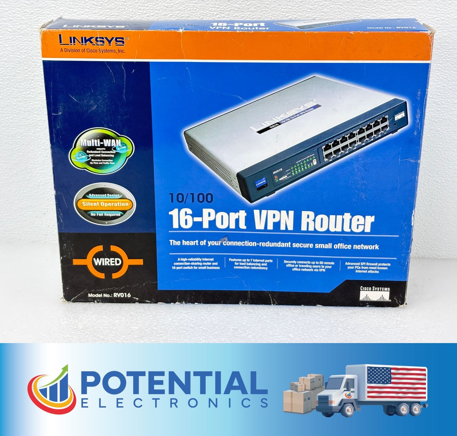 PRE OWNED | Cisco Linksys RV016 16 Port 10/100 Dual WAN VPN Wired Router