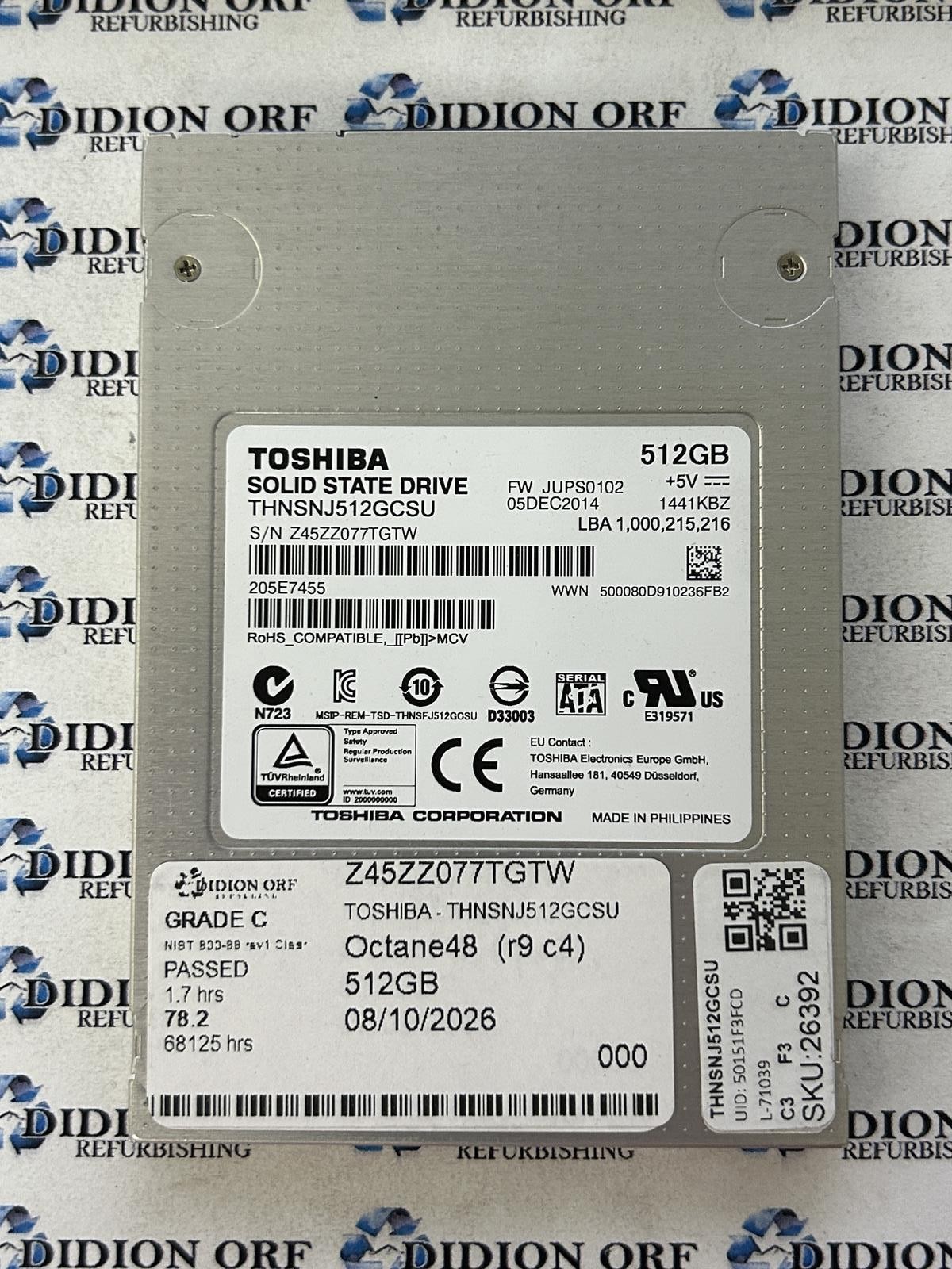 TOSHIBA 512GB 2.5" SATA SSD THNSNJ512GCSU, Grade C, SKU 26392