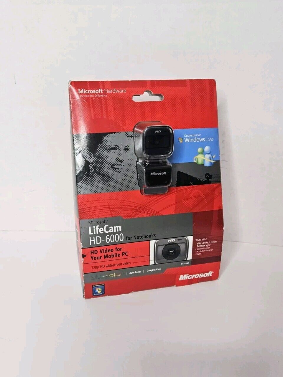 Microsoft LifeCam HD-6000 for Notebook 720p HD 360° Rotation New