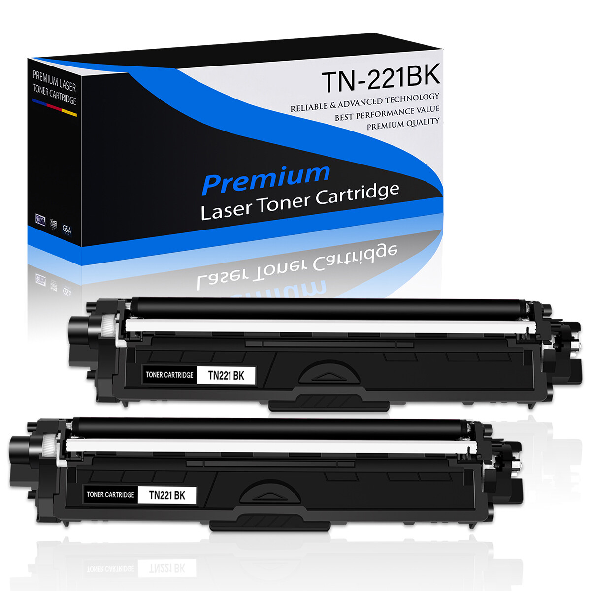 2 Pack TN221BK Toner Compatible for Brother TN221 TN225 Black MFC-9130CW 9340CDW