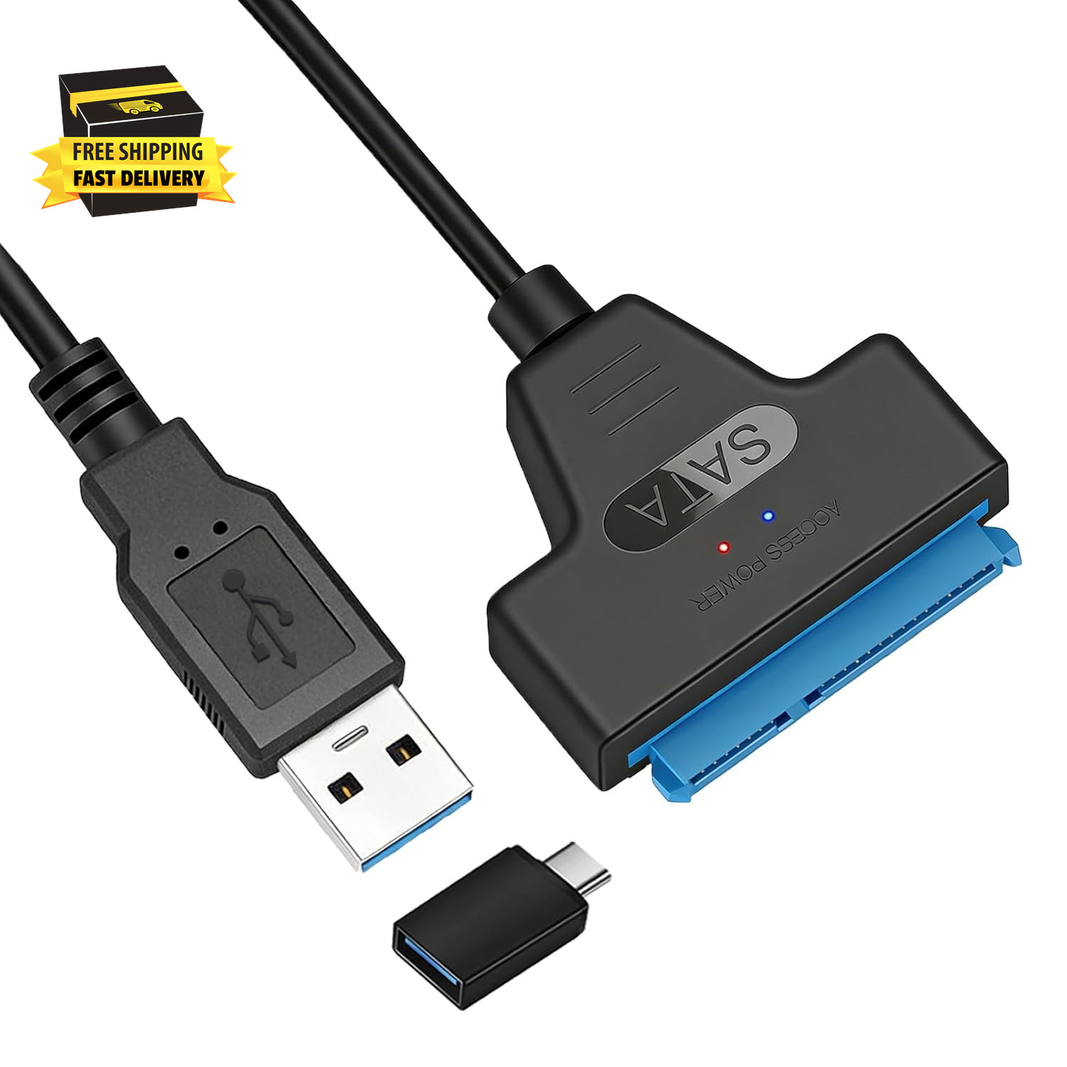 SATA to USB 3.0 Adapter Cable for 2.5 Inch Hard Drive HDD/SSD Data Transfer,2In1