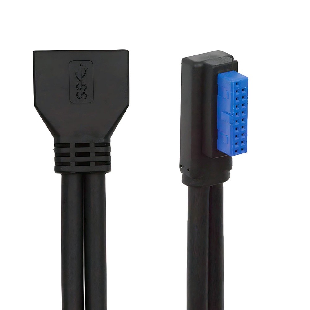 CY USB 3.0 20Pin 19Pin Right Angled Male Low Profile to Female 5Gbps Cable