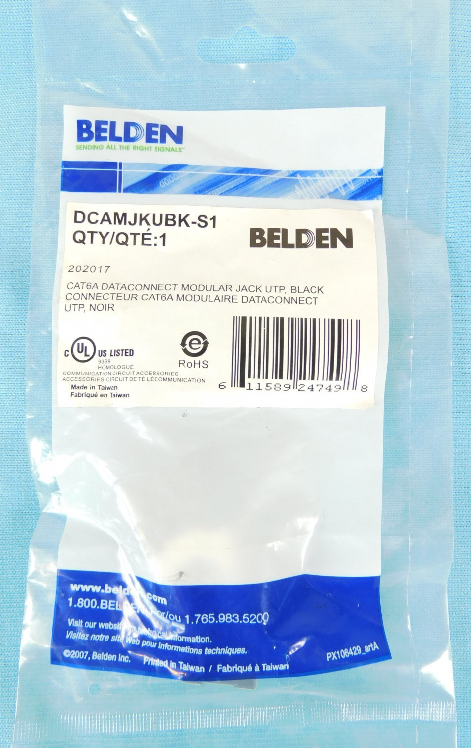 Belden RVAMJKUBK-S1 REVConnect Cat6a 10GX Modular Jack, T568 A/B, UTP, - Black
