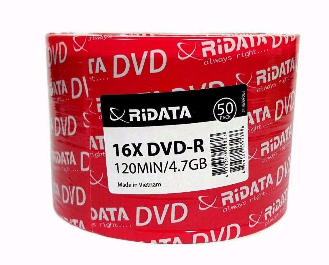 600 RIDATA Blank 16X DVD-R DVDR Branded Logo 4.7GB Recordable Media Disc 12x50pk