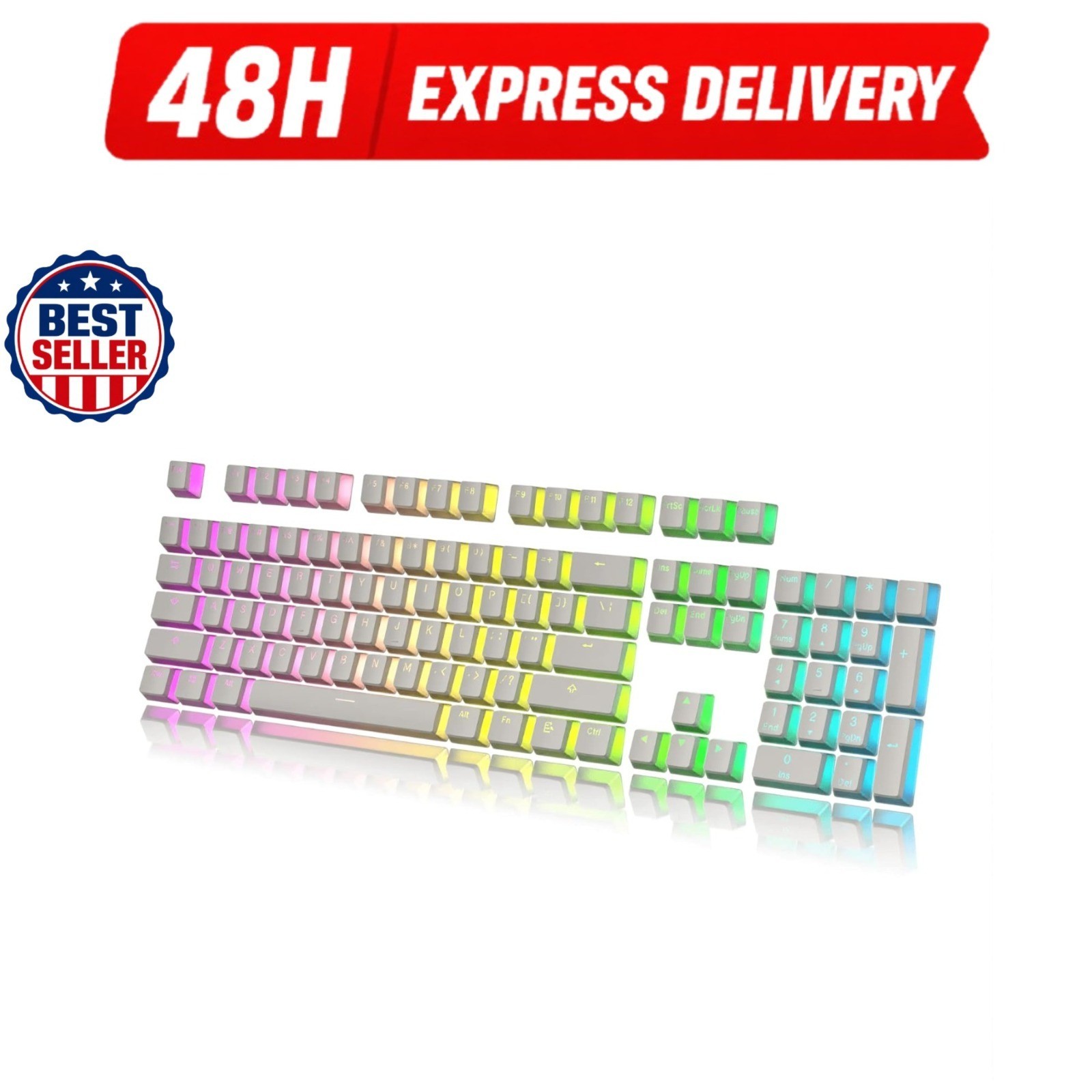 HK Gaming 112 Double Shot PBT Keycaps for MX Switches - White
